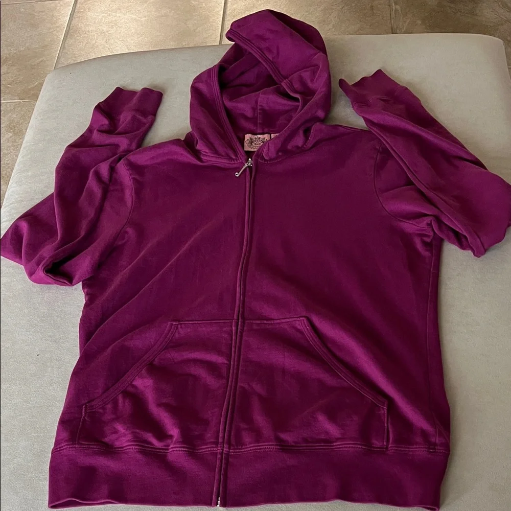 Juicy Couture Berry Hoodie with Metallic Gold Crest Back - Picture 2 of 4